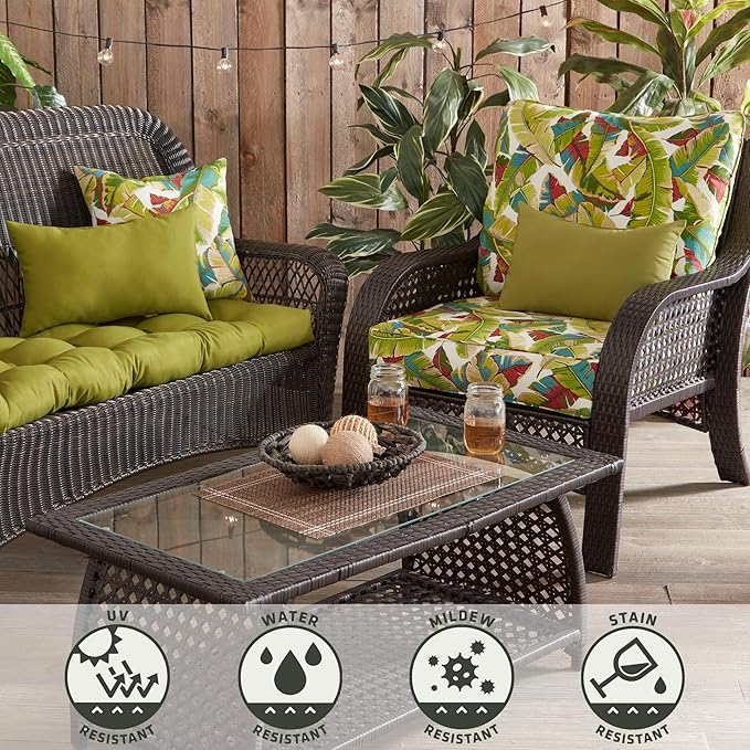 Greendale Home Fashions 2-Piece Outdoor Deep Seat Cushion Set, Tropical Multi
