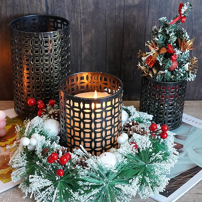 Metal Candle Holders Set of 3, Decorative Tealight Candle Holder Sets, Candlestick for Pillar Vintage Style Perfect for Tabletop Centerpieces Home Decor Wedding Parties Events