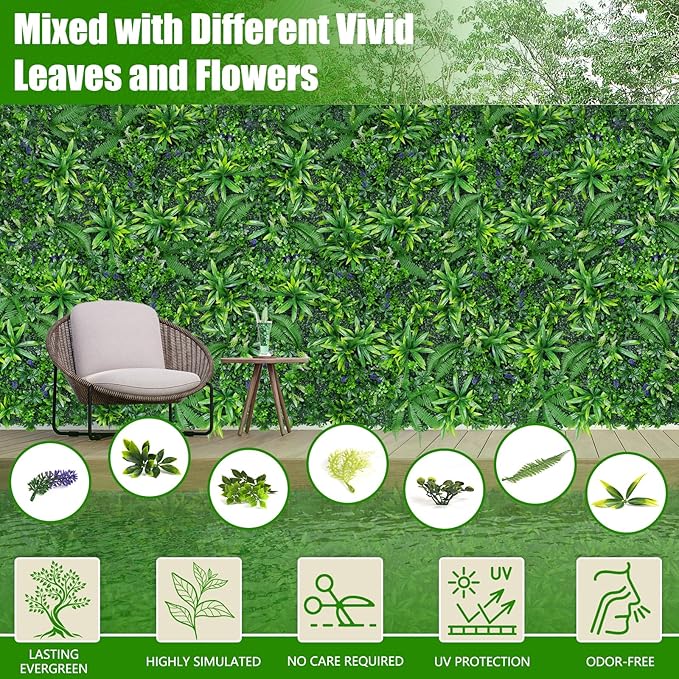 Grass Wall Panels, 60"x120"(50 SQFT) Hedge Boxwood Roll Backdrop with UV-Resistant, Fake Greenery Plant Decor for Outdoor Indoor Patio Garden Backyard