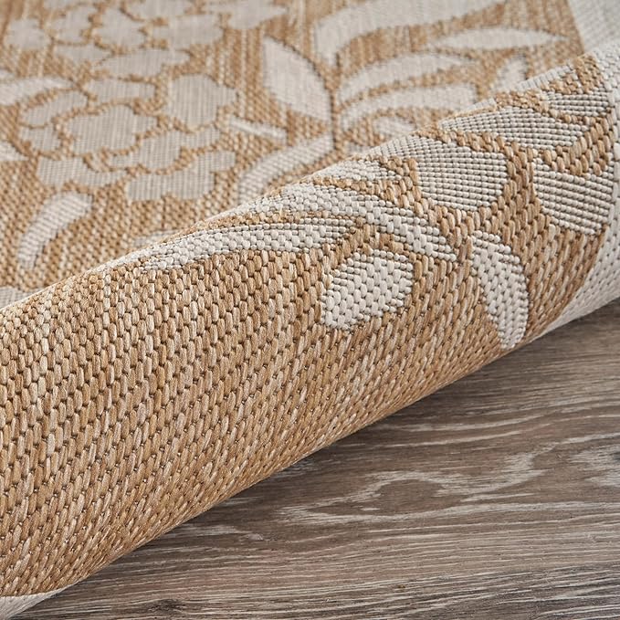 LR Home 8x10 Indoor/Outdoor Area Rug for Home Decor | Tropical Flamingo Large Size Carpet for Living Room, Bedroom, Playroom, Patio, Garden | Modern Farmhouse Rug | Beige/Tan