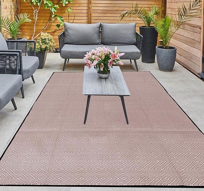 ARSUK Outdoor Patio Rug (6 x 4 ft) - Weatherproof, Indoor and Outdoor Use, Ideal for Garden, Camping, Balcony Carpet, Picnic, Backyard, Lightweight, Foldable, Recycled Plastic