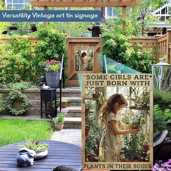 Gardening Vintage Metal Sign Some Girls Are Just Born With Plants In Their Souls Wall Art Decor For Home Garden Yard Outdoor 12 x 16 Inch