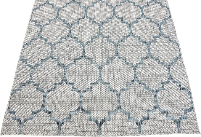 Unique Loom Outdoor Trellis Collection Area Rug (5' 3" x 8' Rectangle, Gray/ Ivory)