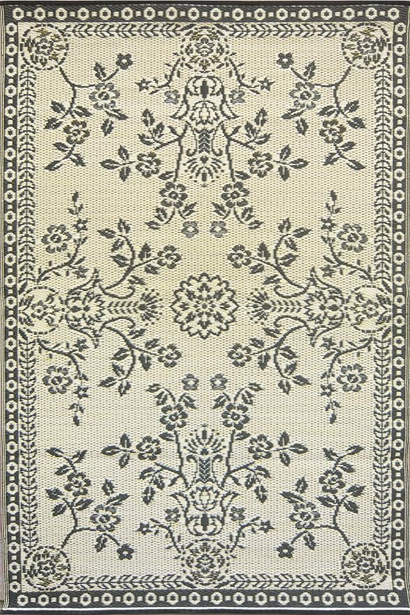 Mad Mats 4x6 Tan & Black Outdoor Rug, Reversible Plastic Mat for Patio, Porch, Poolside, Mudroom, Camping, RV, Deck - Garland