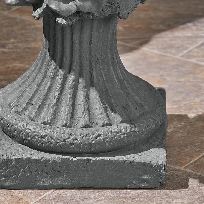 Merax 19.5 Inches Tall MGO Garden Urn Planter, Lightweight Concrete Urn for Flowers, Herbs & Succulents, Indoor & Outdoor Decorative Pot, Antique Gray