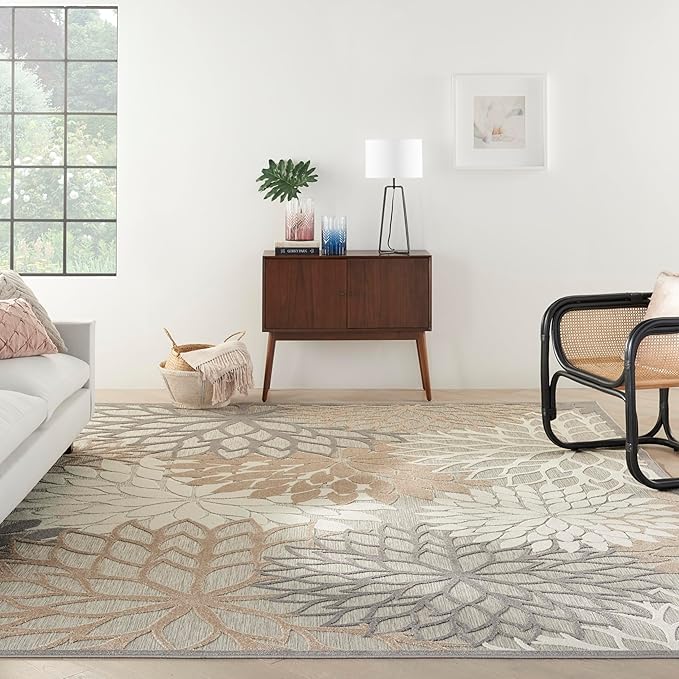 Nourison Home Aloha Natural 10' x 14' Area Rug - Easy Clean, Non Shedding, Bed Room, Living Room, Dining Room, Kitchen (10' x 14')