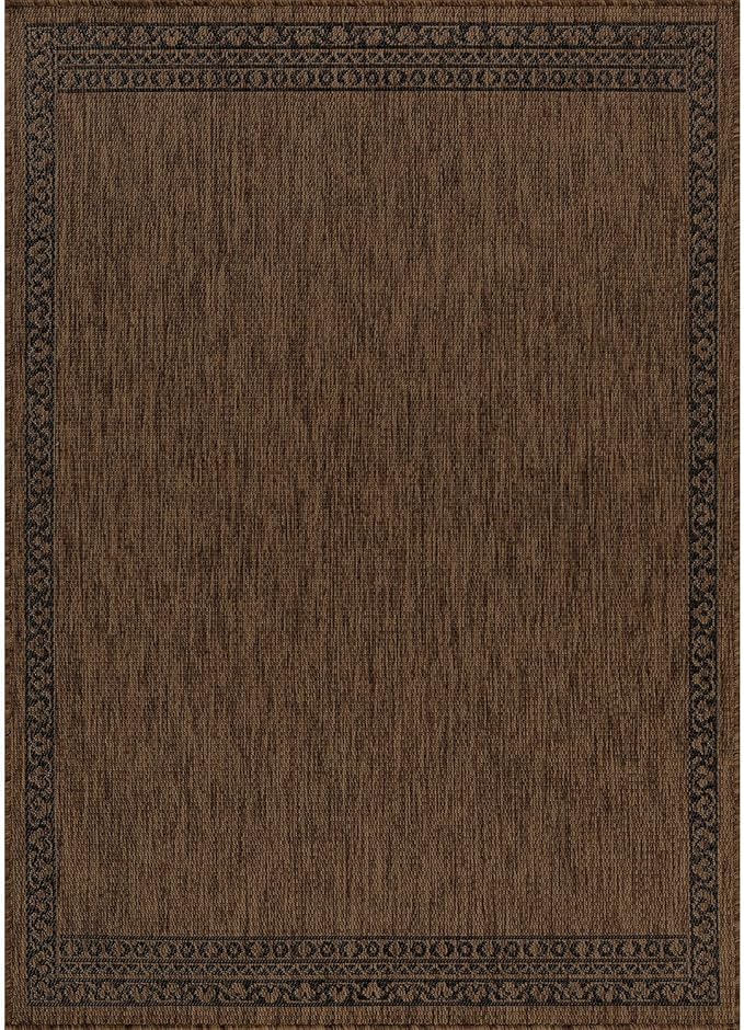 Washable Outdoor Rug 6x9 Modern Area Rugs Outdoor Carpets Bordered Pattern Non Shedding Waterproof Easy Clean Patio Deck Porch Living Room Bedroom Garden RV (6 X 9 Gold)
