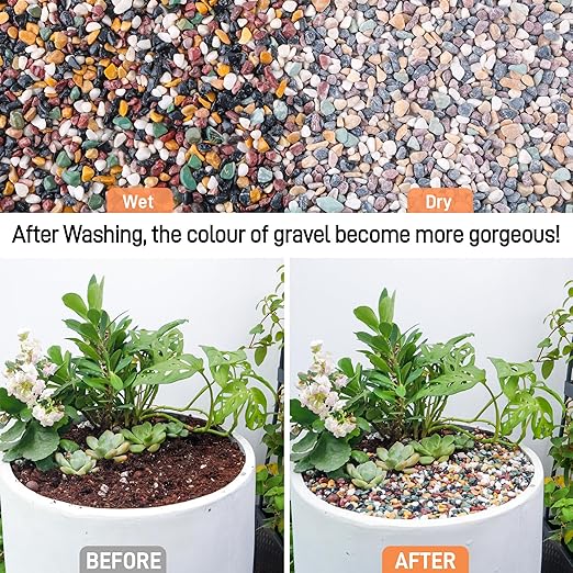 2.4lb Aquarium Gravel for Plants, 1/4Inch Fish Tank Gravel for Succulent Cactus and Bonsai, Decorative River Rocks Pebbles for Gardening, Flower Pots, Landscaping,Terrarium