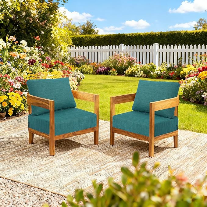 23.5"x27" Outdoor Deep Seat Patio Cushions Set of 2, Deep Seat Bottom Resilient Foam Filling Water-Resistant Stain-Resistant UV Resistant Weather Resistant with YKK Zippers, Malachite