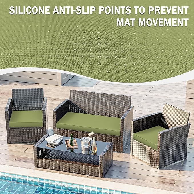 3 Pack Outdoor Replacement Cushions,36L x 18W x 3H,18L x 18W x 3H inch, High-Elastic Replacement Sponge for 4-Seater Water-Resistant Patio/Sofa with Removable Covers (Light Green)