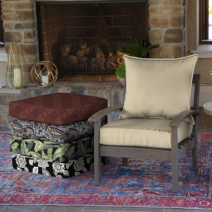 Arden Outdoor Deep Seat Cushion Set, 22 in x 24 in, Weather-Proof, Rain-Proof, Fade Resistant Patio Cushion Tan Leala