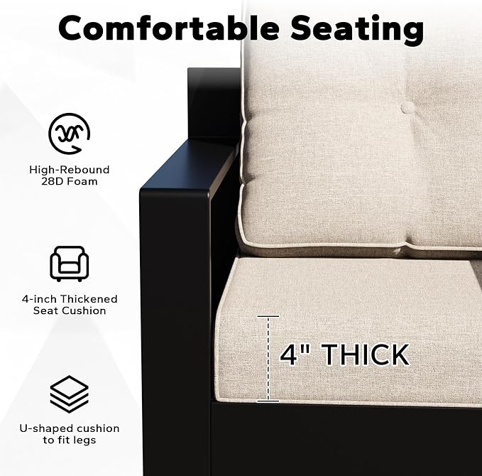 Joyside Outdoor Chair Cushions Set, 22x25/22x24 Inch Patio Furniture Deep Seat Cushions, Water Resistant & Thick Cushion, Outdoor Replacement Cushions for Seat and Sofa