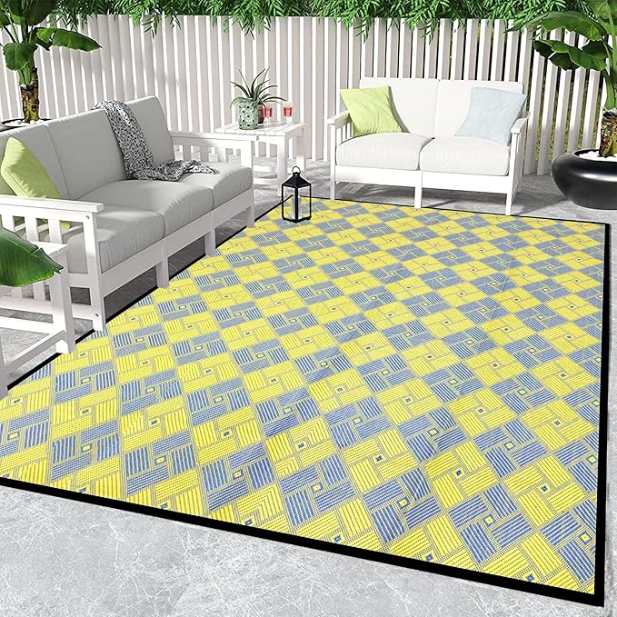 ARSUK Outdoor Patio Rug (7 x 5 feet) - Weatherproof, Indoor and Outdoor Use, Ideal for Garden, Camping, Balcony Carpet, Backyard, Lightweight and Foldable