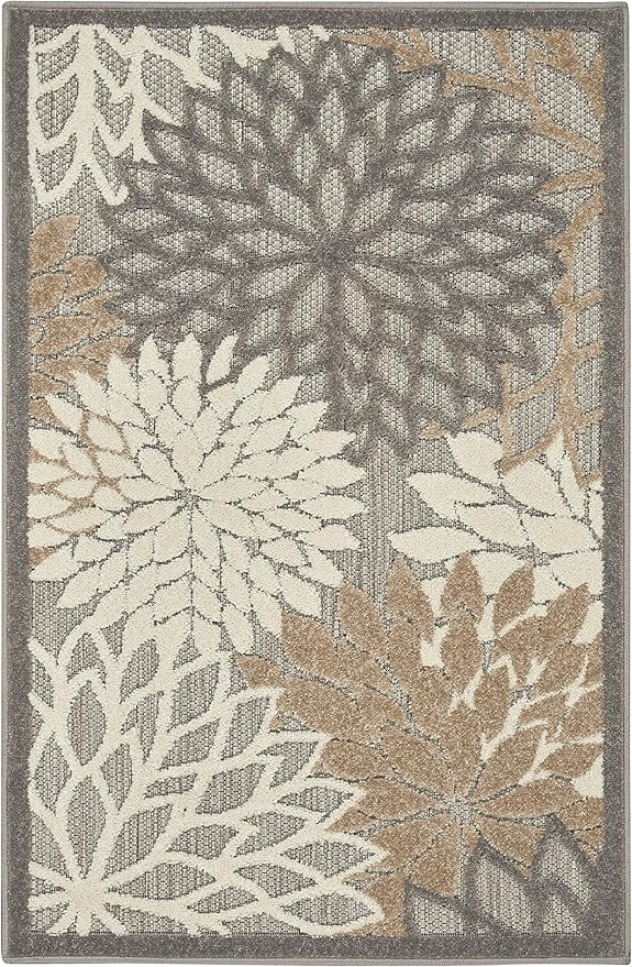 Nourison Home Aloha Natural 2'8" x 4' Area Rug - Easy Clean, Non Shedding, Bed Room, Living Room, Dining Room, Kitchen (3' x 4')