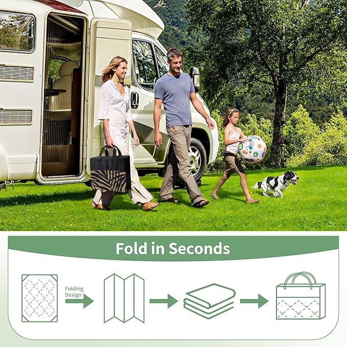 GENIMO Outdoor Rug 9' x 12' Waterproof for Patio Clearance, Reversible Plastic Straw Camping Carpet, Lightweight Mats for Rv, Backyard, Deck, Porch, Picnic, Beach, Balcony, Black & Brown