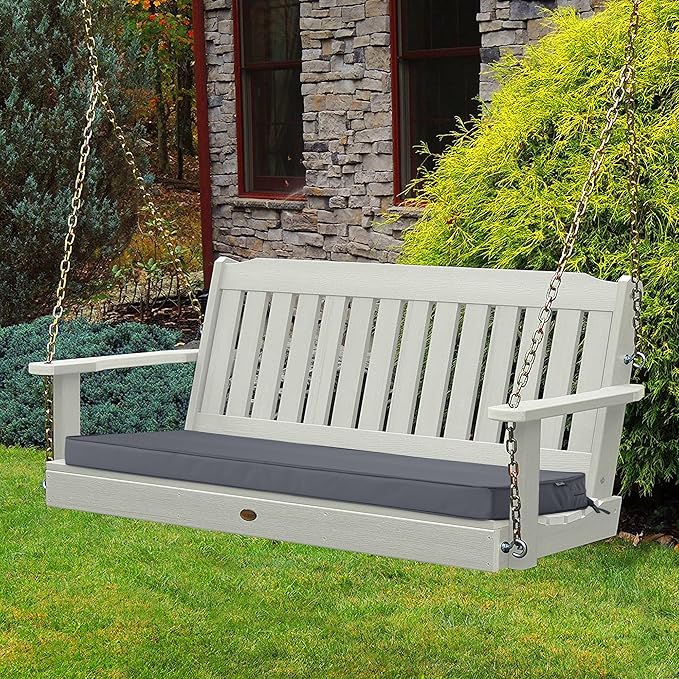 Outdoor Bench Cushions 59 x 18 Inch Thick Waterproof Porch Swing Cushions with Tie Patio Furniture Chair Cushion Bench Pad Color Fastness Backyard Seat Pads Dark Grey