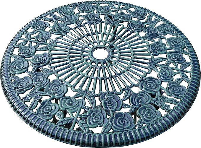 Oakland Living Cast Aluminum Conversation Set Metal Antique Green 3 Piece Patio Rose Bistro Set