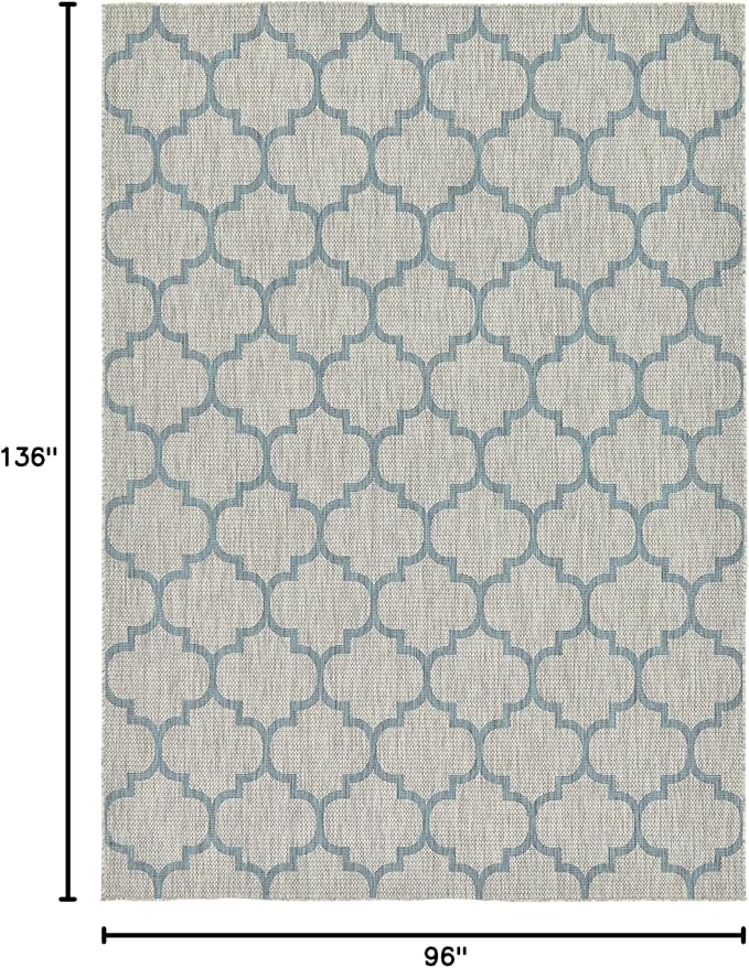Unique Loom Outdoor Trellis Collection Area Rug (8' x 11' 4" Rectangle, Gray/ Ivory)