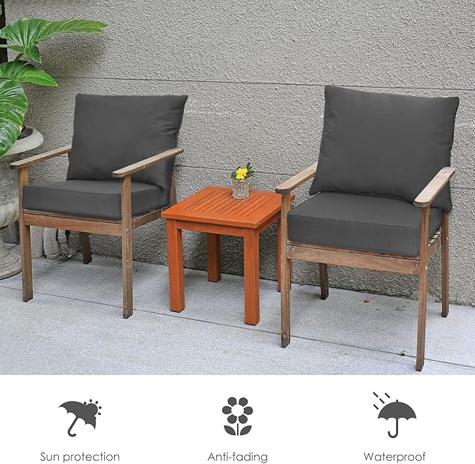 Giantex Patio Cushion Set, Deep Seat and Back Cushion, Outdoor Chair Pads with Ties, Cushion Replacement for Patio Furniture, Waterproof and High Resilient, 6 Inch Thick Indoor Floor Cushion