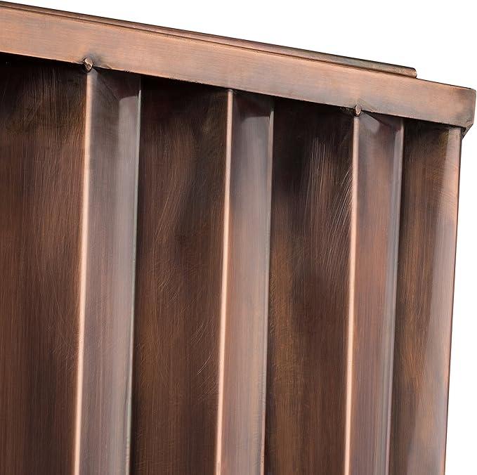 H Potter Tall Ribbed Copper Planters Set of 2 Indoor Outdoor – Antique Copper Stainless Steel Floor Planters with Inserts & Drainage – Large Decorative Entryway Patio Porch Planter Set