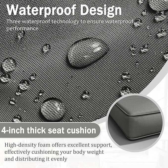 Patio Furniture Cushions, Replacement Outdoor Cushions for 4-Seat Patio Furniture, Waterproof Cushions for Outdoor Sectional Sofa Couch, Light Grey