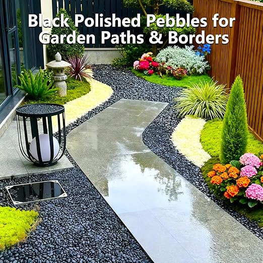 15LB Black River Rocks, 0.5–1.0 inch Pebbles for Indoor Plants, Aquarium Rocks, Fish Tank Gravel, Planters, Decorative Stones for Vase Fillers & Garden Landscaping Highly Polished