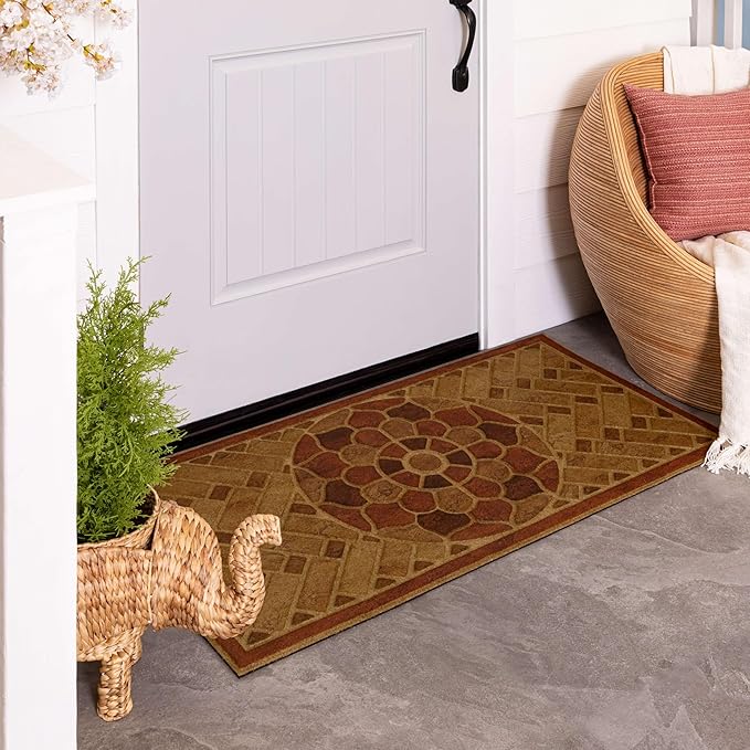 Mohawk Home Stoney Medallion Casual Ornamental Clay 2' X 4' Door Mat Perfect for Porch, Garage