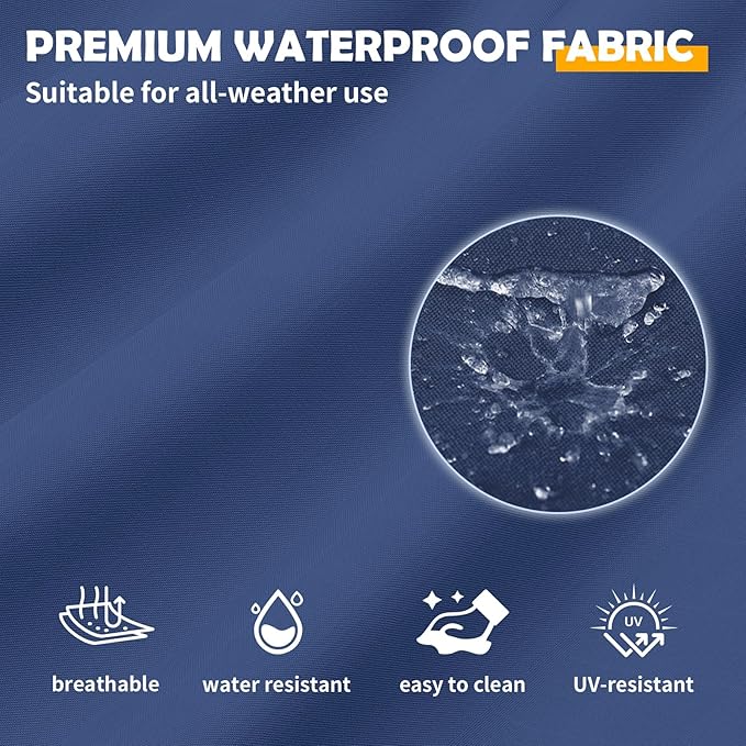 Amopatio Outdoor Sofa Replacement Cushion Set, Waterproof Seat and Back Cushions for Patio Furniture, UV-Resistant and Extra-Thick Cushions, Machine-Washable Covers (Navy)