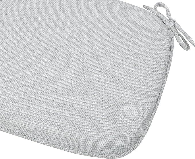 Magpie Fabrics 17"x16"x2" U-Shape Chair Cushions with Ties 4 Count, Outdoor Indoor Waterproof All Weather Seat Pads Decoration for Patio Garden Dining Office - Light Gray