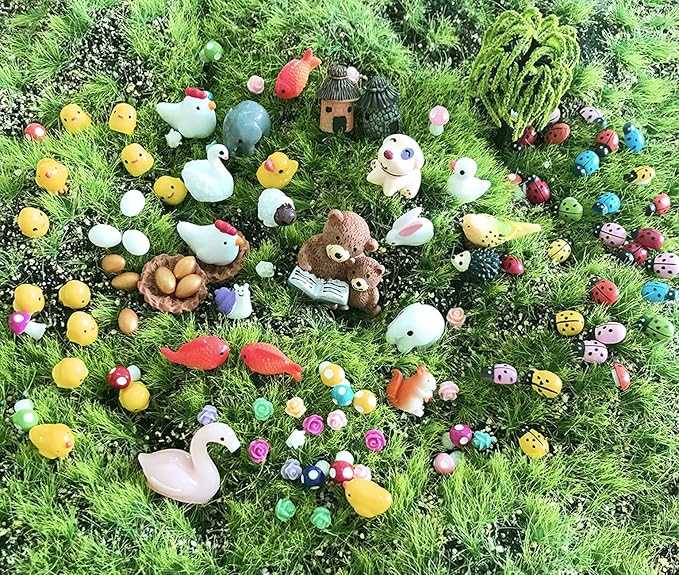 101 Pieces Miniature Animals,Fairy Garden Accessories,Miniature Toy Animals Ornament Kits Set for DIY,Fairy Garden House,DIY Terrarium,Flower Pots Ornaments,Craft Decor …