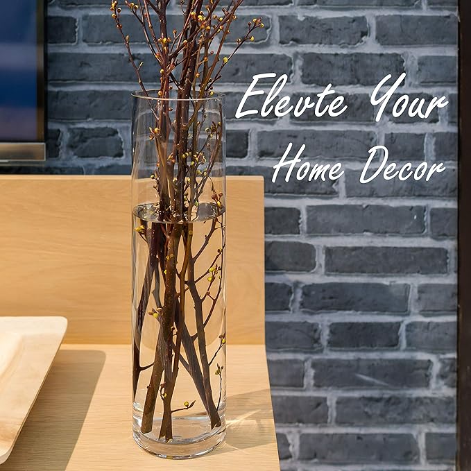 CYS Excel Large Glass Cylinder Vase (H:22" D:8") Flower Vase Centerpieces Hurricane Floating Pillar Candle Holder Terrarium Planter