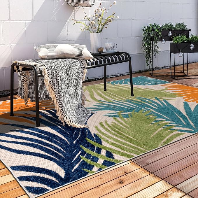 Rugshop Lucca Contemporary Floral Indoor/Outdoor 4' X 6' Multi