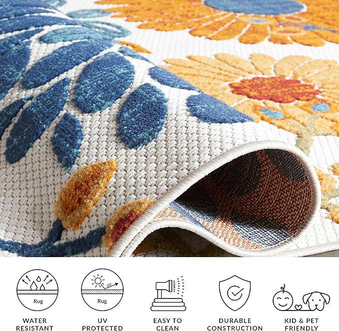 SAFAVIEH Washable Rug Outdoor Cabana Collection - 2' x 18' Runner, Cream & Red, Non-Shedding & Easy to Clean, Ideal for Patio, Backyard, Mudroom (CBN832A)