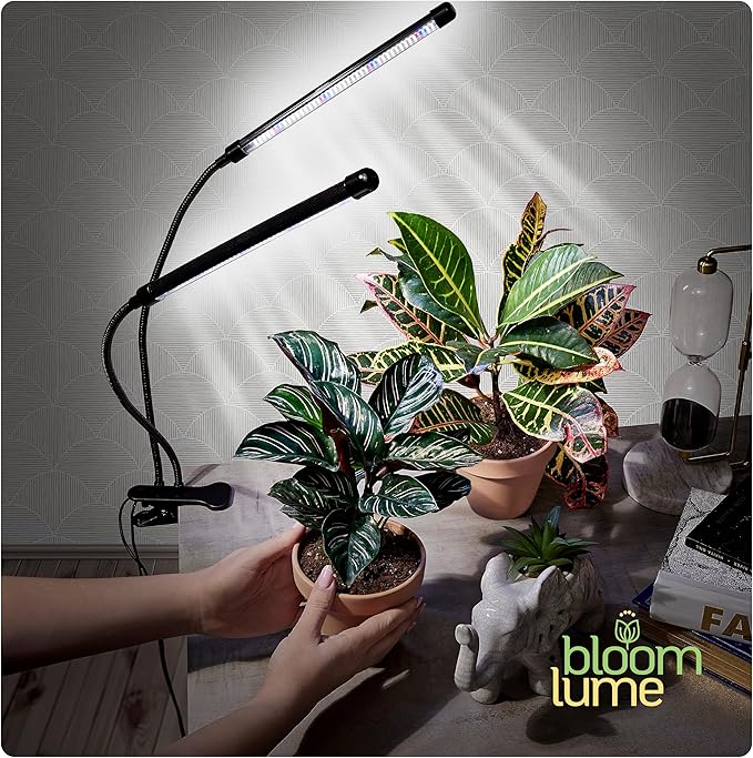 Bloom Lume LED Grow Lights for Indoor Plants Full Spectrum - Features Multi Mode Color Spectrums, Dimmable, Auto Timer, Clip on Goosneck Plant Lamp