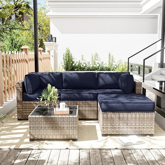 Patio Furniture Cushions, Replacement Outdoor Cushions for 4-Seat Patio Furniture, Waterproof Cushions for Outdoor Sectional Sofa Couch, Navy