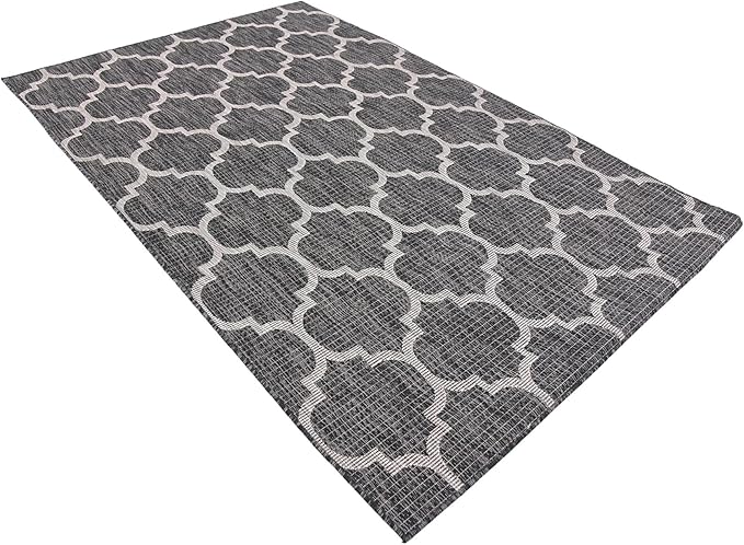 Unique Loom Outdoor Trellis Collection Area Rug (5' 1" x 8' Rectangle, Black/ Ivory)