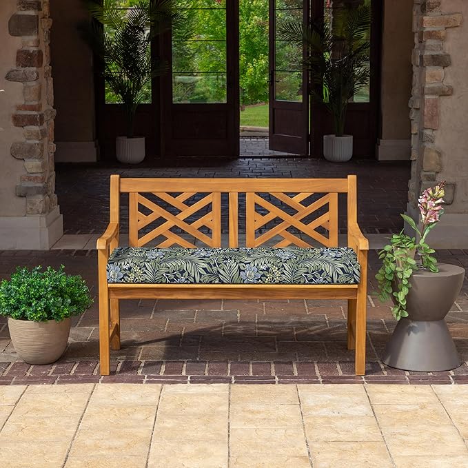 Arden Foam Outdoor Bench Cushion, 48 x 18, Made with ProFoam, Rain-Proof, Fade Resistant, Sapphire Morrison Floral