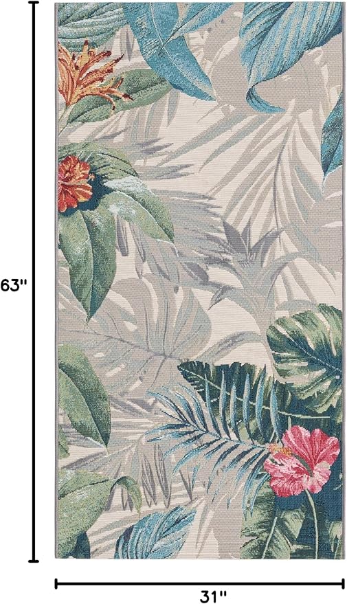 Unique Loom Outdoor Botanical Collection Area Rug - Kula (2' 7" x 5' 3" Runner, Multi/ Gray)