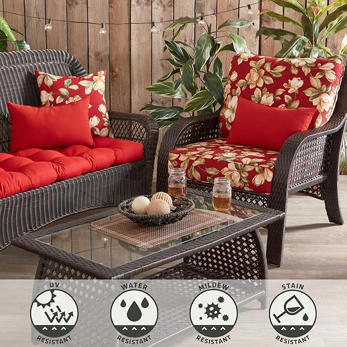 Greendale Home Fashions 2-Piece Outdoor Deep Seat Cushion Set, Tuscan Floral