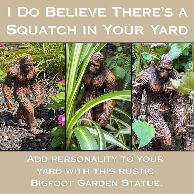 Bigfoot Indoor Outdoor Garden Statue – Rustic Sasquatch Figurine – Unique Big foot Yard Decor – Weather-Resistant UV Protected – Bigfoot Gifts for Lawn, Patio, Home and Office – 8.5” Tall