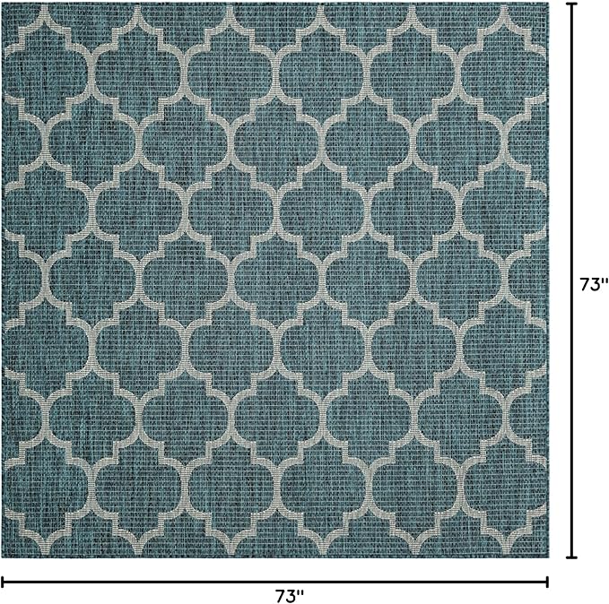 Unique Loom Outdoor Trellis Collection Area Rug (6' 1" Square Teal/Gray)