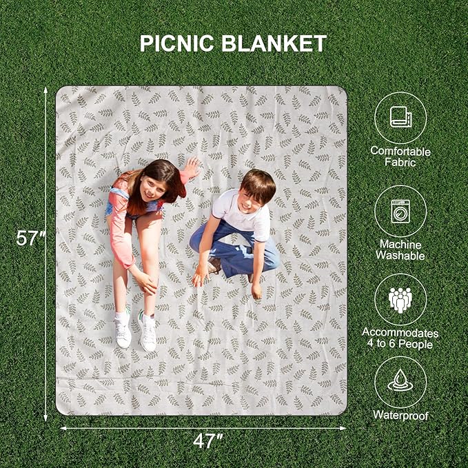 Picnic Basket Set for 2 - Wicker Insulated Picnic Basket with Waterproof Blanket, Folding Wine Picnic Table & Cutlery Kits, Picnic Baskets Kit for Camping, Outdoor, Valentine (Leaf)