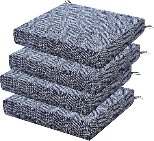 Outdoor Chair Cushions Set of 4, 18.5 x 16 Inch Patio Chair Cushions for Outdoor Furniture, Water Resistant, Non-Slip Ties(Digby Indigo)