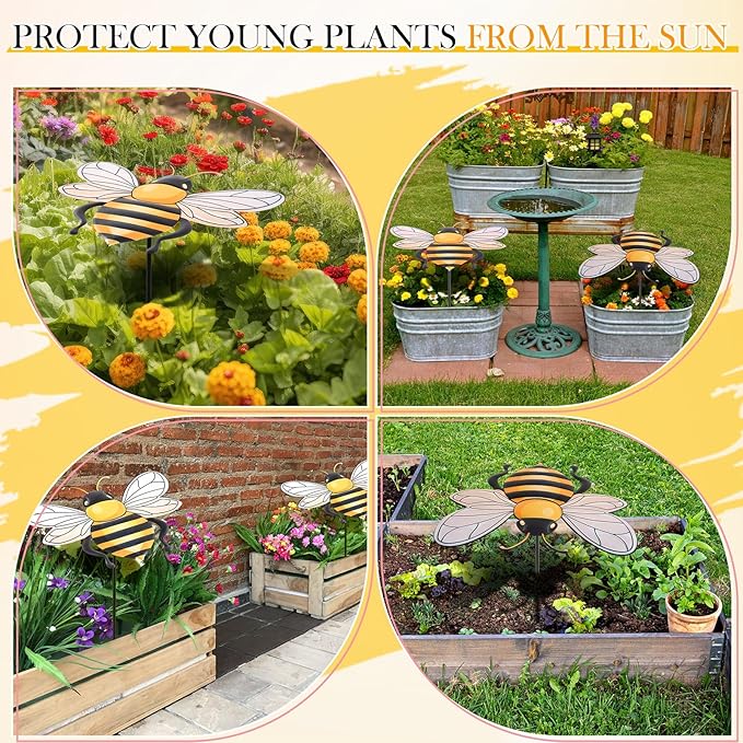 Small Metal Plant Umbrella for Outdoor Bee Garden Decor Umbrella Plants Shade Cover Sunshade Disk Outdoor for Potted Live Decor