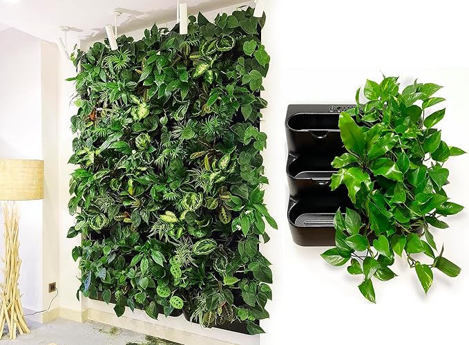 BOXSAND-12 Vertical Wall Planter (24"x26", Black) – Living Wall for 12 Plants, Indoor/Outdoor Vertical Garden System, Easy 2-Screw Install
