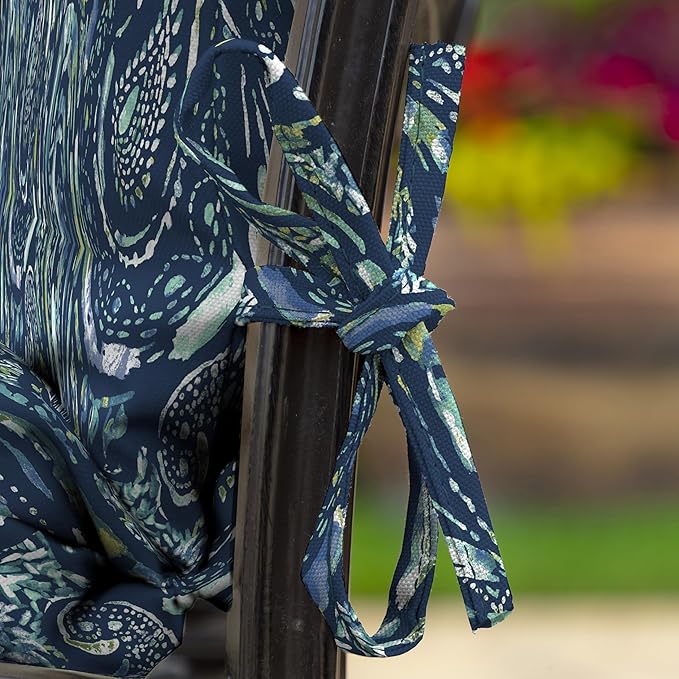 Arden 2-Pack earthFIBER Outdoor Patio Dining Chair Cushion, 20x44, Rain-Proof Seat Pad, Fade-Resistant Outdoor Cushion Sapphire Blue Ridge Paisley