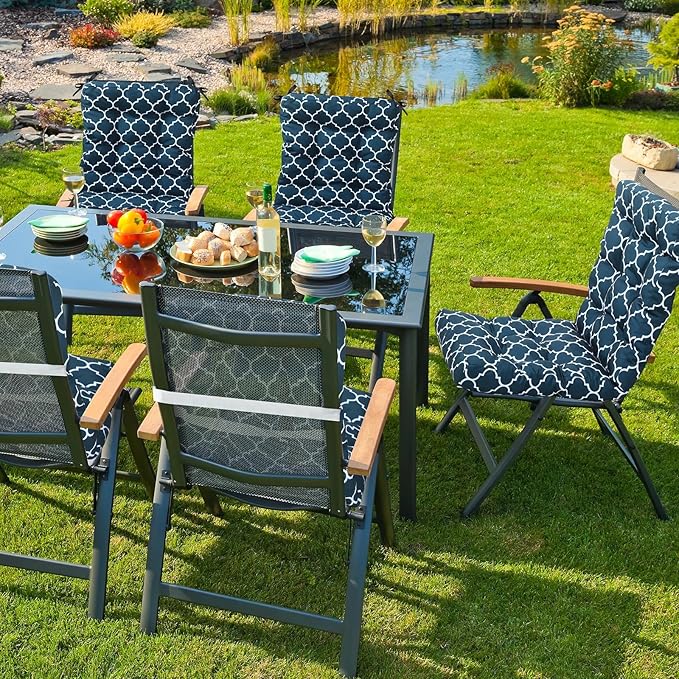 Hoteam 4 Set Outdoor Deep Seat Patio Chair Cushions Waterproof Patio Cushions Set 20 x 42 Inch for Furniture Replacement Removable Seat and Back(Lantern)