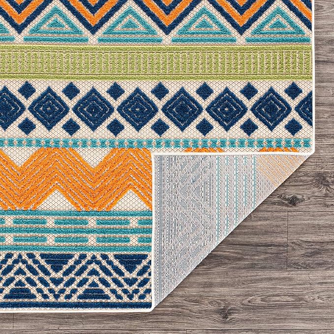 Rugshop Multi Marbella Boho Indoor/Outdoor Runner Rug, Machine Washable for Hallway, Entryway and Kitchen 2'7" x 10'