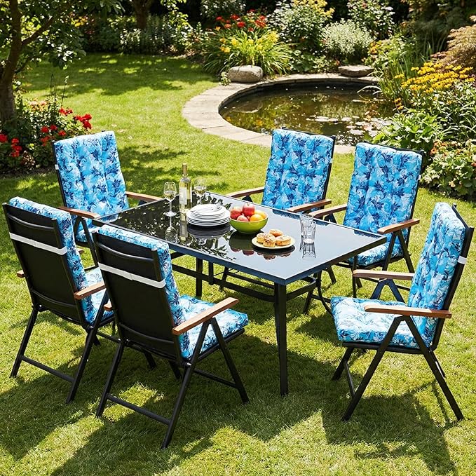 Hoteam 4 Set Outdoor Deep Seat Patio Chair Cushions Waterproof Patio Cushions Set 20 x 42 Inch for Furniture Replacement Removable Seat and Back(Paisley)