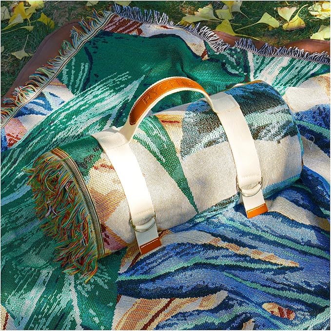 2 in 1 Extra Large Outdoor Picnic Blanket Camping Mat Lightweight Oversized Giant Turkish Boho Beach Mexican Serape Baja Cobijas Mexicanas para Mesa Park Stadium Outside Festival Grass Hammock